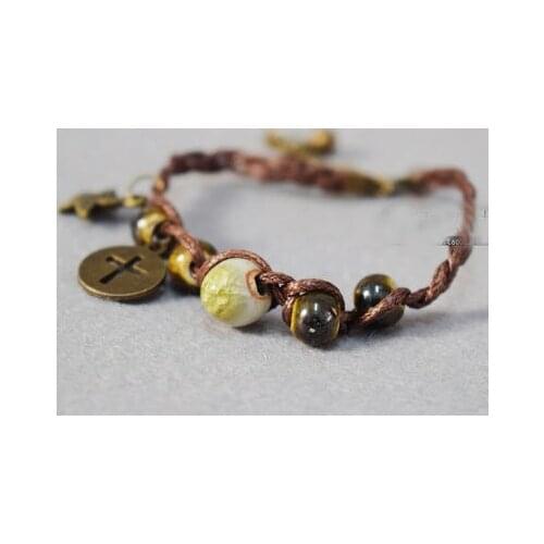 Christian Gift Youth Fellowship Gift Beaded Bracelet Handwoven Bracelet Cross, Religious Supplies