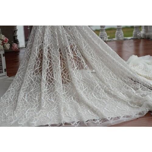 Free shipping Width150cm ivory + gold Vintage Embroidered Lace Fabric with floral , Wedding Gown Lace Trim