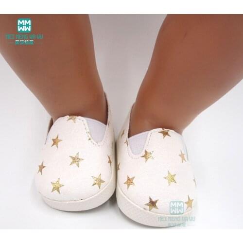 Dolls shoes for 43cm new born dolls accessories and American doll White five-star sneakers baby shoes