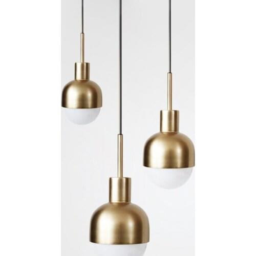 Nordic Denmark Copper Dining Room Led Pendant Lights Loft Style Bar Mini Suspension Luminaire Light Fixture With E27 LED Bulb