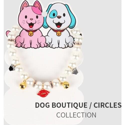 Fashion New Dog Bell Collar Handmade Pearl Necklace SuitableFor Small And Medium-Sized Cats And Dogs To Decorate Pet Supplies