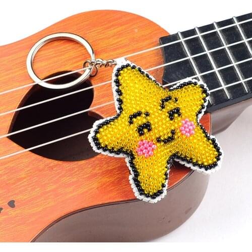 DIY Clover Star Giraffe Key Chain Beading Embroidery Kit Lucky Leaves Key Ring Handcrafts Needlework Totoro Beading Embroidery