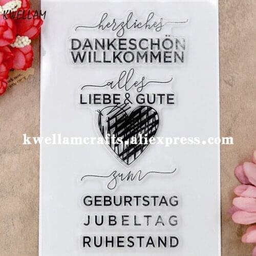 German Willkommen Liebe Gute Geburtstag Scrapbook photo cards rubber stamp clear stamp transparent stamp 11x16cm KW9042401