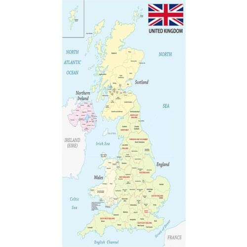 Novelty Cool British Map Large Beach Travel Bath Towels UK Administrative Political Map City Camping Swimming Pool Towels Modern