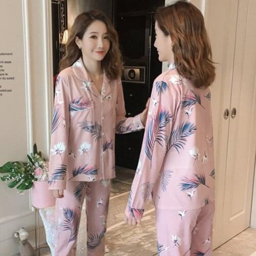 2020Autumn and Winter New Womens Pajamas Milk Silk Long-sleeved Lapel Cardigan Home Service Pijamas Women Sleepwear Sleep Tops