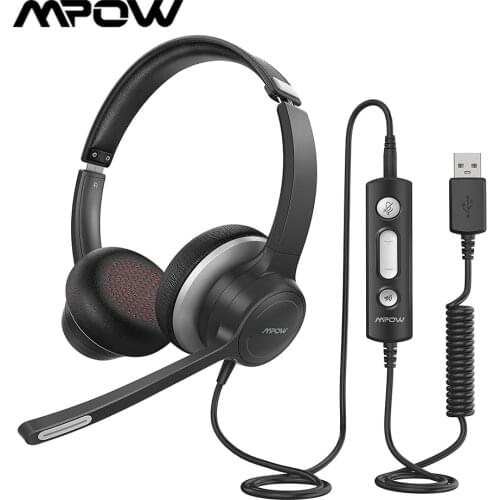 Mpow HC6 Office Headset with Mic BH328 3.5mm USB Computer Headset Noise Reduction Headphone for Call Center Skype PC Cellphone