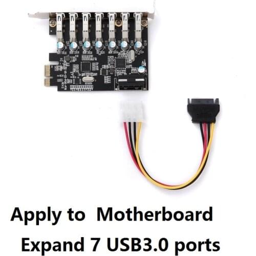 PCIE USB3.0 card 7PORT external usb3.0 expansion card hub Big 4PIN power socket