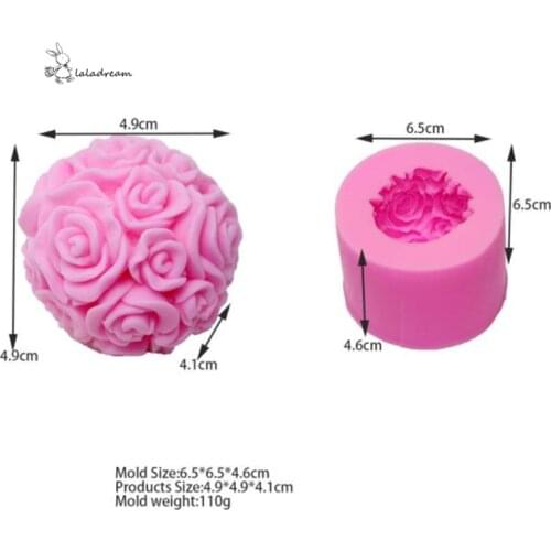 Handmade Candles DIY Silicone Mold 3D Rose Ball Aromatherapy Wax Gypsum Mould Form Candles Making Supplies