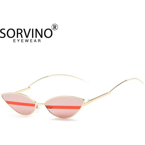 SORVINO Retro Metal Bicolor Triangle Cat Eye Sunglasses Women Men Brand Designer Mirror Small Cateye Sun Glasses Shades SP72