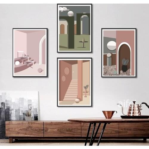 Modern Minimalist Nordic Poster Geometric Space Landscape Canvas Painting Home Decoration Abstract Cartoon Wall Art Pictures