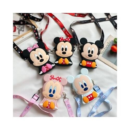 Disney Silica gel mickey mouse cartoon messenger shoulder bag cartoon girl boy coin bag