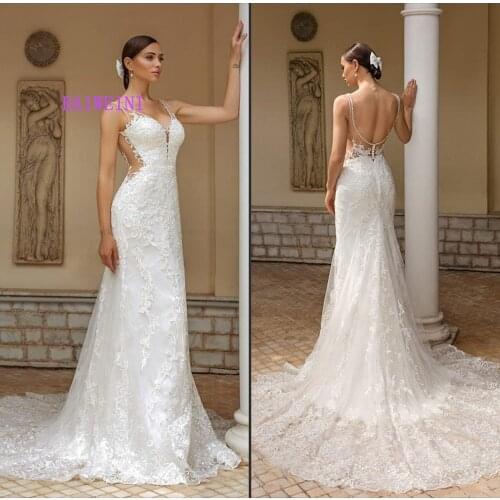 Robe de mariee New arrival Simlple Beading Wedding Dresses 2021 Mermaid Embroidery Appliques Wedding Gowns vestidos de noiva