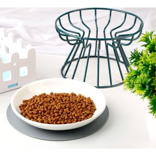 3Pcs/Set Raised Cat Dish Ceramic Neck Protective Dog Bowl Pet Cats Food Bowl With Stand Mat Pet Cat Bowls Pet Products Supplies