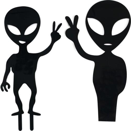 Black Alien Garden Outdoor Decoration Acrylic Silhouette Stake Garden Yard Art Backyard Lawn Garden Decoration