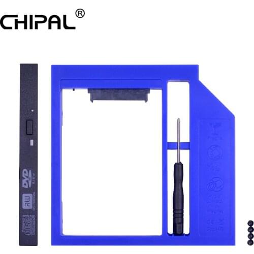CHIPAL Universal Plastic 2nd HDD Caddy 12.7mm SATA 3.0 for 2.5'' 7-12.5mm SSD DVD Box Hard Disk Case Enclosure Adapter Optibay