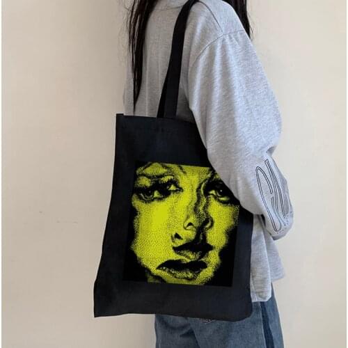 Horror Women Canvas Bag Punk Vintage Dark Large Capacity Ins Cartoon Casual Ulzzang Gothic Shopper Bag Y2k Women Shoulder Bags