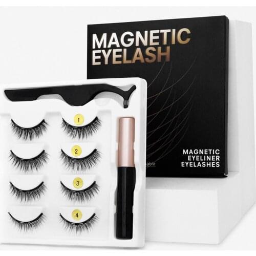 Magnetic Eyelashes 3D Mink Eyelashes Magnetic Eyeliner Magnetic Lashes Short False Lashes Lasting Handmade Eyelash Makeup Tool