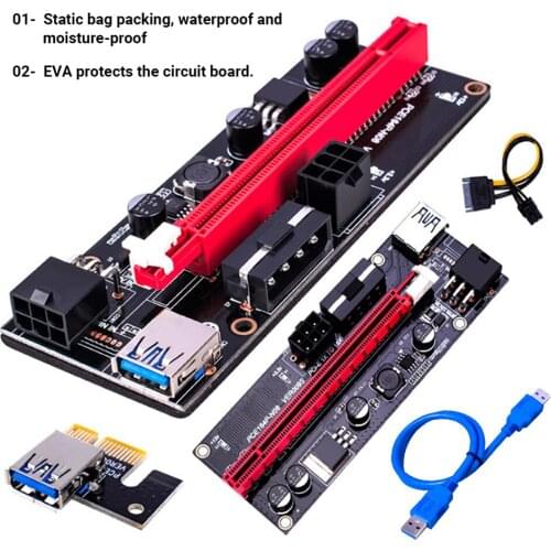 2021Newest Ver009 Usb 3.0 Pci-E Riser Ver009S Express 1X 4X 8X 16X Extender Riser Adapter Card Sata 15 Pin To 6 Pin Power Cable