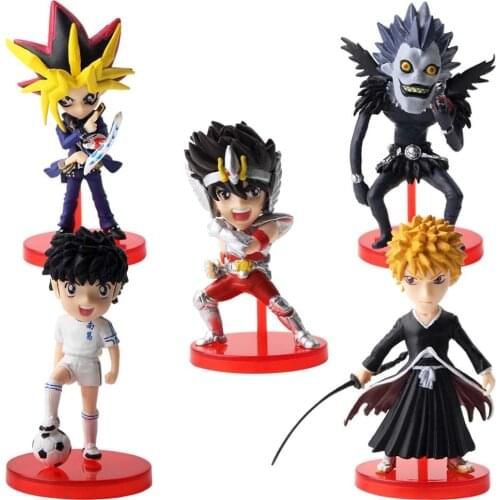 5pcs/lot 7cm BLEACH Kurosaki Ichigo Death Note Ryuk Saint Seiya Captain Tsubasa Yugi Muto PVC Figures Anime Model Toys