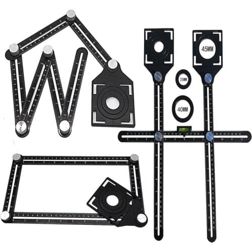 6-fold Aluminium Alloy Angle Ruler Finder Measuring Ruler Perforated Mold Template Tool Izer Locator Drill Guide Tile Hole