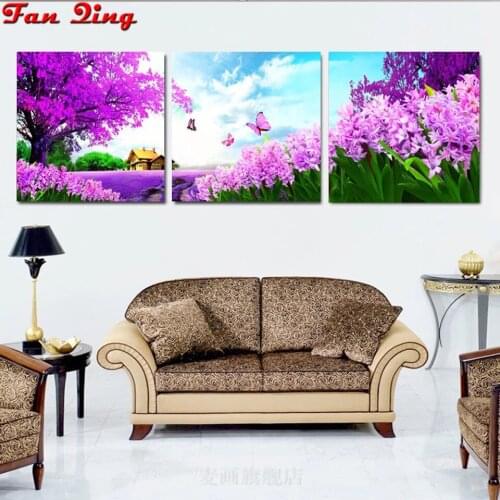 5D Diy Diamond Painting Purple Flower Butterfly Cross Stitch Full Square Round Rhinestone Embroidery Mosaic Home Decoration