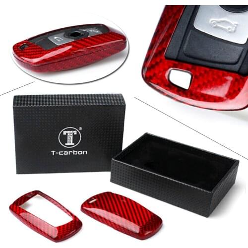 For BMW 1 3 5 6 7 Series Remote Key Case Shell Red Carbon Fiber Cover X3 X5