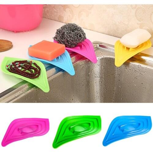 Bathroom Leaf Shape Soap Holder Tray Draining Rack Kitchen Clean Sink Sponge Dishes Plate Box Multifunctional Slip Ring Gadget