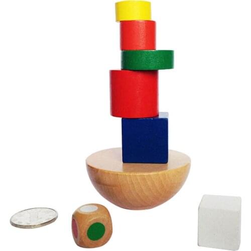 8Pcs/Set Kids Wooden Geometric Blocks Balancing Game Toys Educational Toys With Storage Bag For Children New Year Gifts