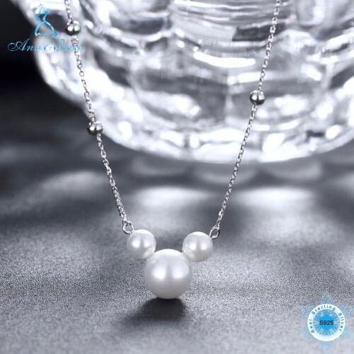 Ann & Snow Romantic 100% 925 Sterling Silver Shell Long Chain Pendant Pearl Necklaces Wedding Fine Jewelry Accessories SVN055