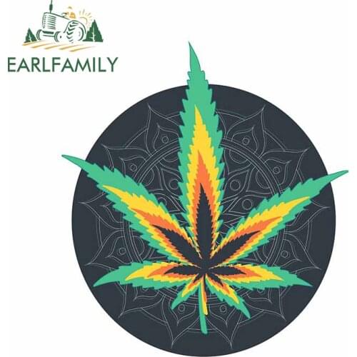 EARLFAMILY 13cm x 11.6cm for Hemp Leaf Gradients Anime Decal Waterproof Car Stickers Motorcycle Occlusion Scratch Vinyl Car Wrap