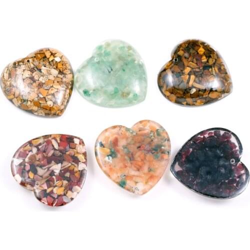 Resin Pendant Heart Shaped Loose Beads Gravel Filling Ring Face Making For jewelry making Rings Necklace DIY accessories 45x45mm