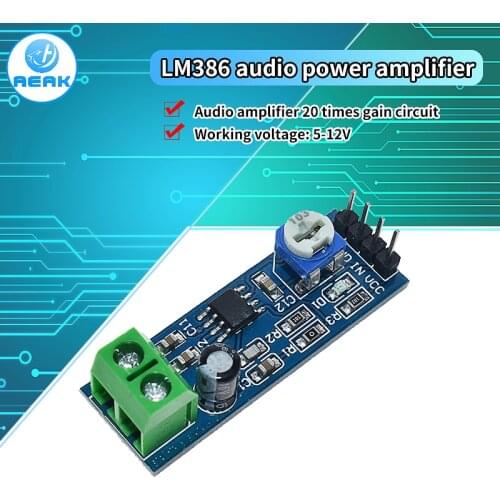 LM386 audio power amplifier module 200 times gain amplifier board mono power amplifier 5V-12V Input
