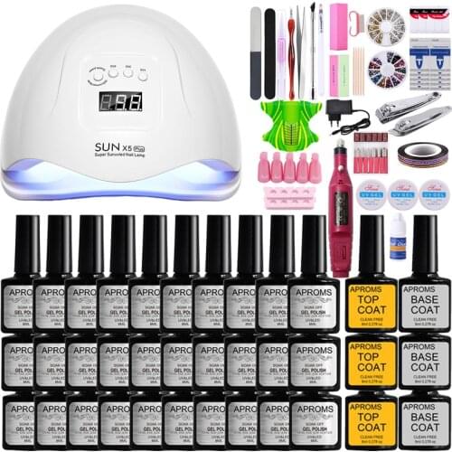 Manicure Set Nail Kit Nail Set Salon 30/20/10 Nail Gel Polish Set Electric Nail Drill Machine UV LED Nail Lamp Dryer Nail Tools