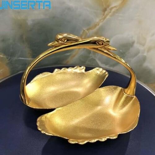 JINSERTA Metal Storage Tray Jewelry Display Plate Cosmetic Organizer Dessert Fruit Cake Nuts Plate for Home Party Wedding Decor