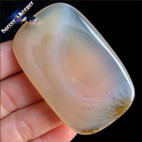 Fashion Women Man Necklace Square Natural Moss Agates Stone Pendant Slide Healing Crystals Pendants for Jewelry Making JS364