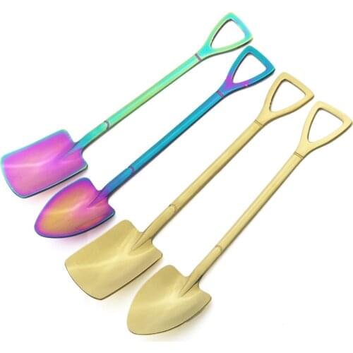 Ice Cream Stirring Spoon Stainless Steel Shovel Spoon Cutlery Set Creative Teaspoon Gold Dessert Spoon Tableware Set Party Tool