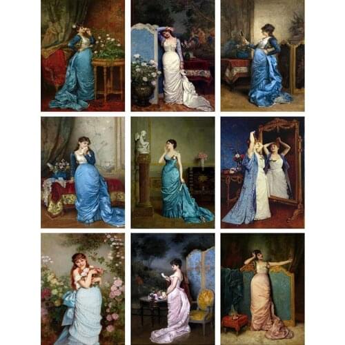 Diy Oil Painting By Numbers European Costume Women Kits Canvas Acrylic Painting Wall Art Home Decoration 40x50cm