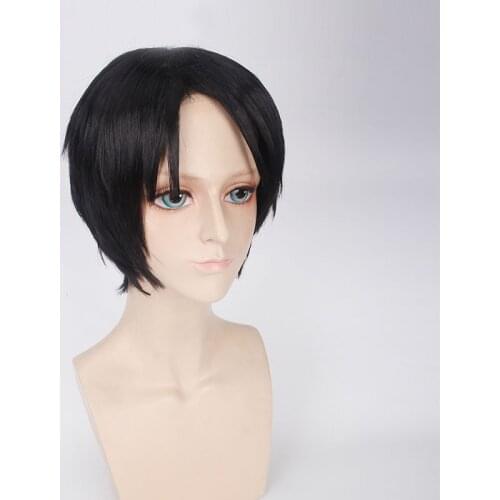 Eren Jaeger Wig Short Black Hair Wig Anime Attack on Titan Cosplay Hair Synthetic Cosplay Wig 30cm