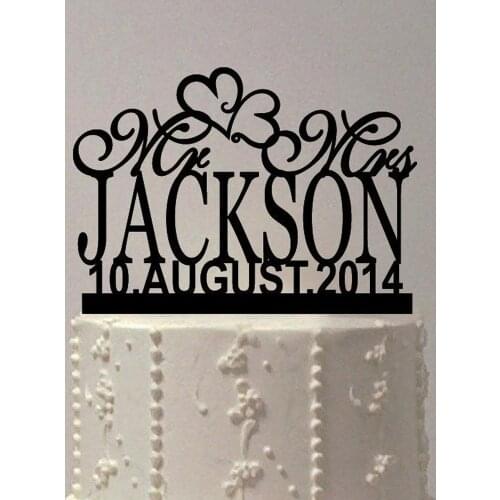 Custom Personalized Wedding Cake Topper.Decoration Birthday cake by TopperDesigner,initial cake topper for wedding acrylic black