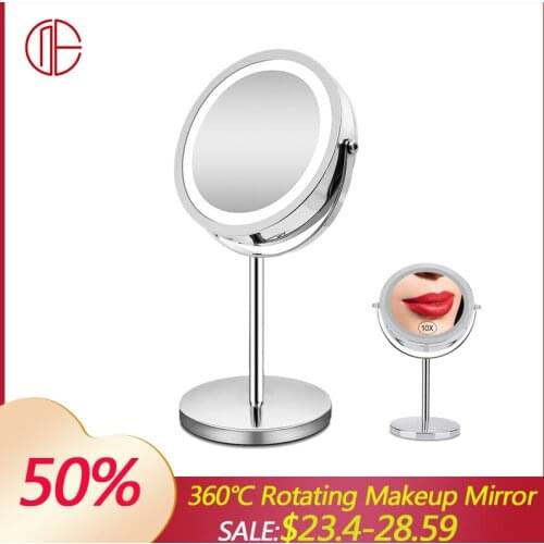 360 Degree Rotating Bath Mirror Professional 10x Magnification Adjustable Makeup Mirror 7 Inch Double Sided Cosmetic Mirror