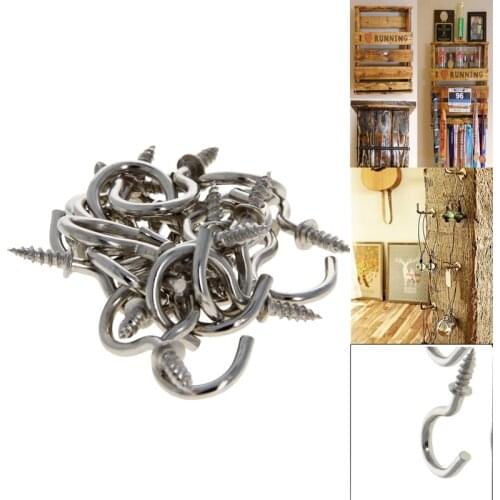 10/15/20/30/40/50Pcs Self-Tapping Nails Hooks Open Sheep Eye Carbon Steel Electroplated Nickel Total Length 36/44/53/70mm