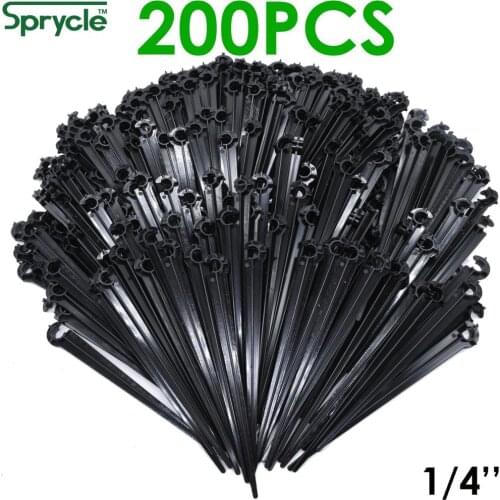 SPRYCLE 200X Fixed Stakes Supports for 4/7mm (1/4'') Hose Micro Drip Irrigation Fittings Garden for Watering Flower Plant Pot