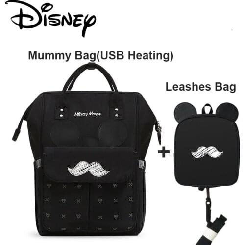 Disney 2pcs Diaper Bag Backpack USB Bottle Insulation Bags Big Capacity Travel Oxford Feeding Baby Care Mummy Nappy Bag