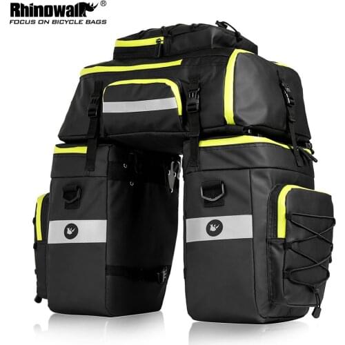 RHINOWALK 75L MTB Bicycle Carrier Bag Rear Rack Bike Trunk Bag Luggage Pannier 3 in 1 Cycling Double Side Back Seat Bags