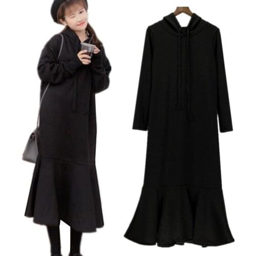 2020 Spring Autumn women Hoodies Sweatshirts dress,thick warm winter velvet dress,plus size 4XL 5XL 6XL Fishtail dress Vestidos