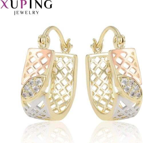 Xuping Elegant Colorful Geometric Style Hoops Earrings Jewelry Romantic or Women Engagement Present Gift 98159