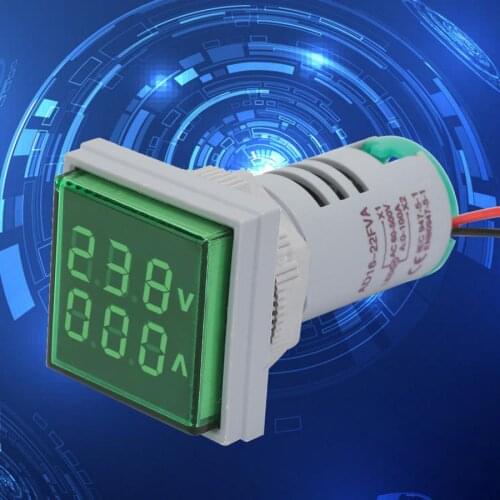 1 PC voltage detector LED Digital Display AC Voltage Current Meter Indicator 22mm 60-500V 0-100A digital ammeter voltmeter