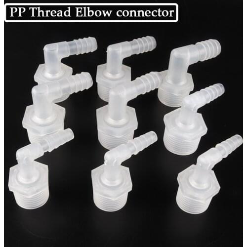 10Pcs/Lot 3.9-11.1MM To G1/8''~G3/8'' Thread Elbow Connector Aquarium Fish Tank PP Plastic Pagoda Joints Air Pump Hose Adapter