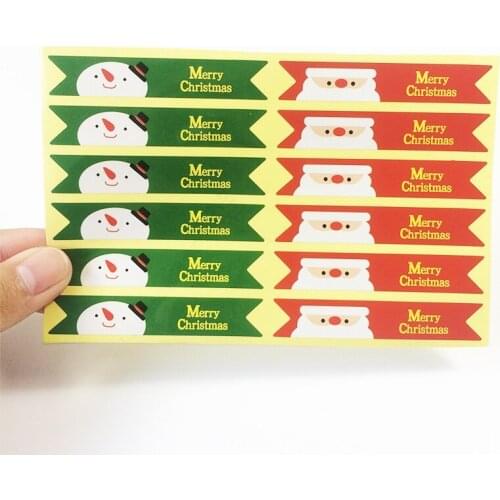 1200pcs/lot Vintage Merry Christmas series Flag design DIY Multifunction Long Seal Sticker Gift Label Wholesale