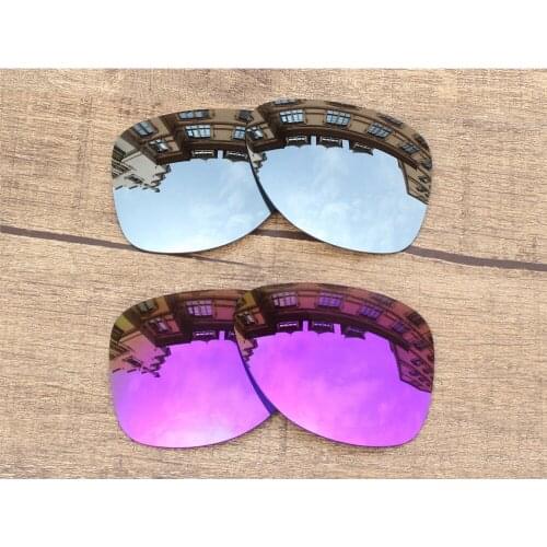 Vonxyz 2 Pairs Chrome Mirror & Violet Mirror Polarized Replacement Lenses for-Oakley Dispatch 2 Frame